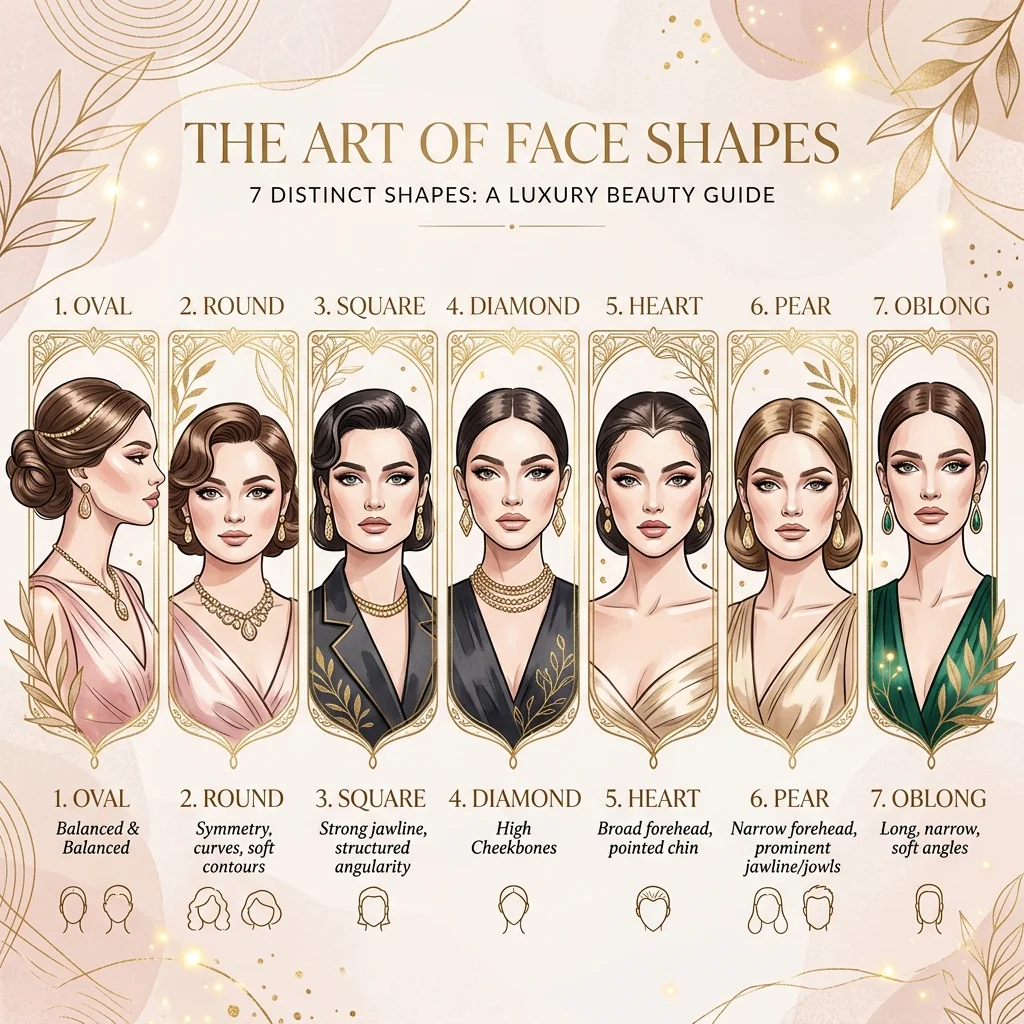 Chart of All 7 Primary Face Shape Types