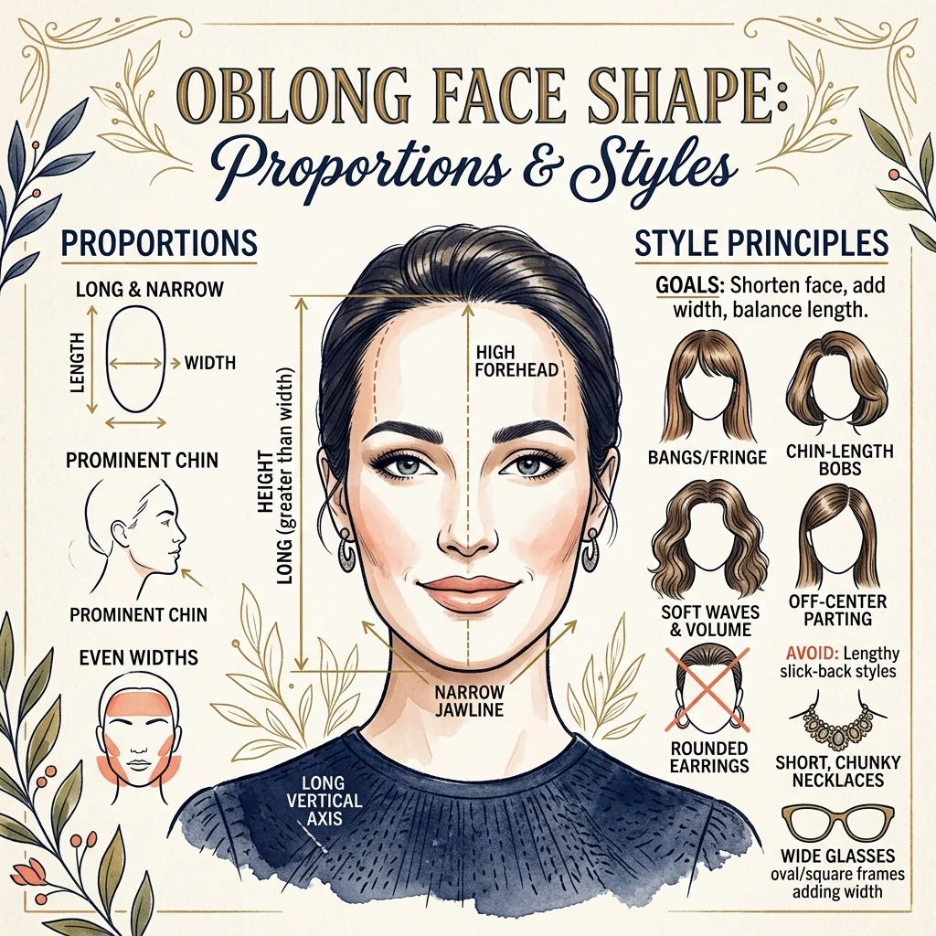 Oblong Shaped Face Style and Haircut Guide