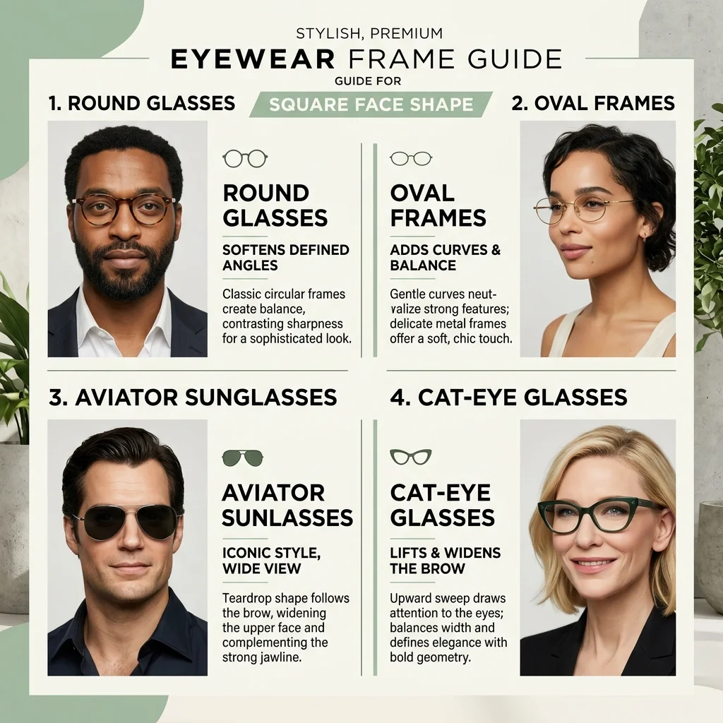 Best Glasses Frames and Sunglasses Styles for Square Face Shape