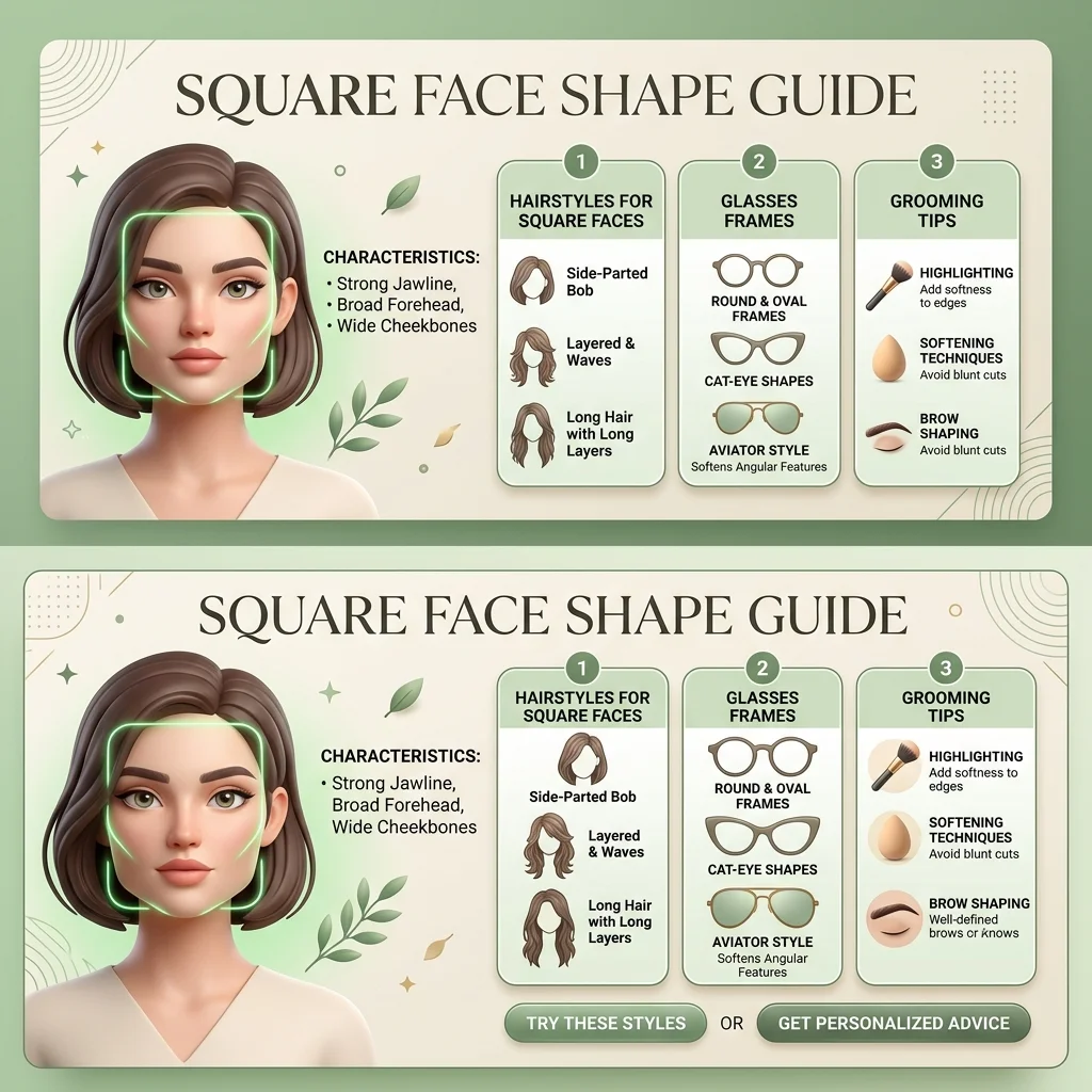 Square Face Shape: Hair, Glasses & Styling Guide