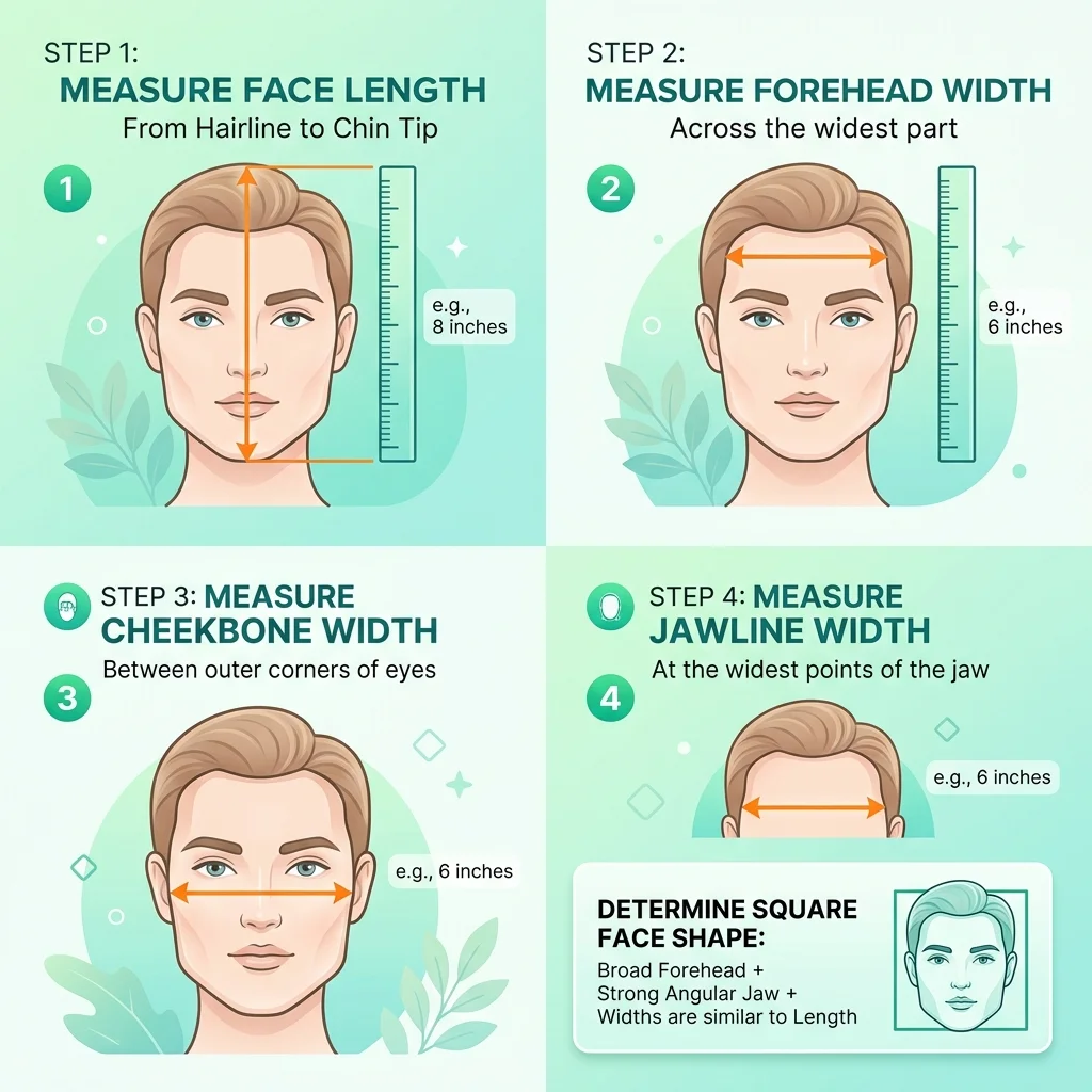 How to Measure Square Face Shape Proportions Infographic