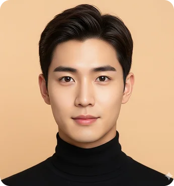 Round face shape features and jawline