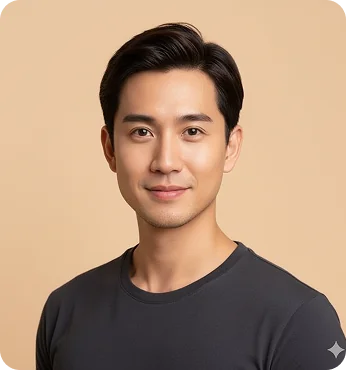 Oblong face shape with elongated proportions